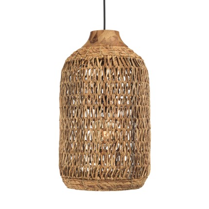 SIXTINE Pendant Light 30x30cm - Natural Abaca & Recycled Teak