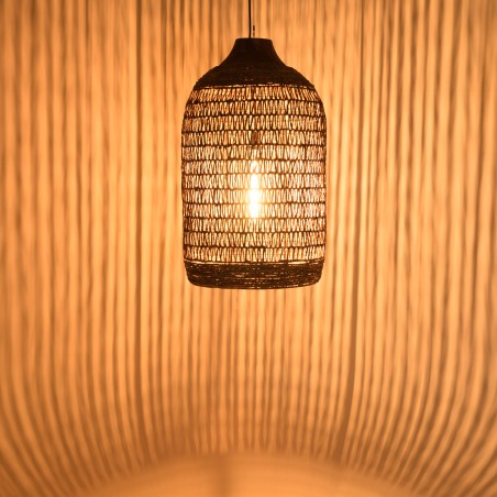 SIXTINE Pendant Light 50x50cm - Natural Abaca & Recycled Teak