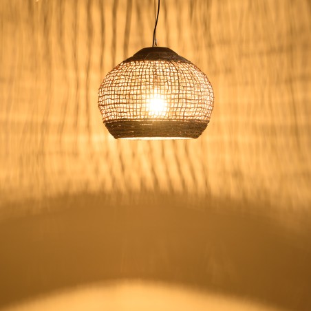 SIXTINE 'Ball' Pendant Light 60x60cm - Natural Abaca & Teak