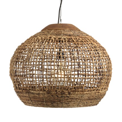 SIXTINE 'Ball' Pendant Light 60x60cm - Natural Abaca & Teak