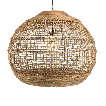 Suspension SIXTINE en abaca naturel et teck 83x83cm