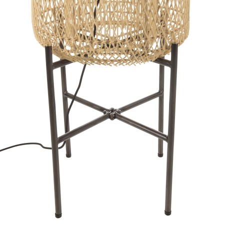 SIXTINE Floor Lamp - Natural Rattan & Black Steel Legs