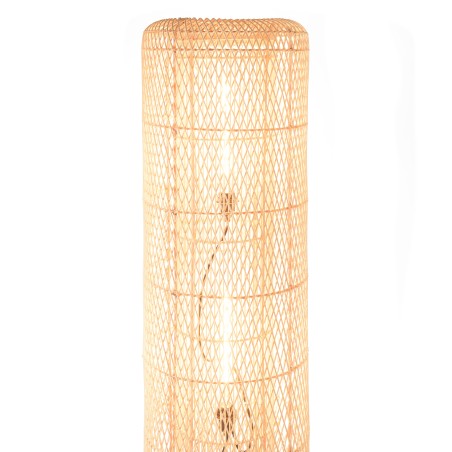 SIXTINE Floor Lamp - Natural Rattan & Black Steel Legs