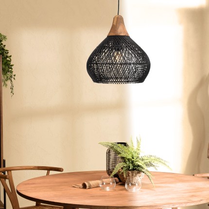Suspension SIXTINE en rotin noir 40x40cm