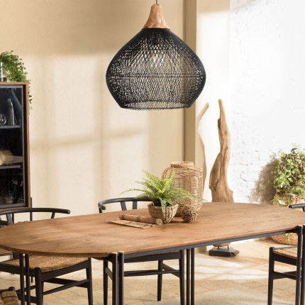 Suspension SIXTINE en rotin noir 68x68cm