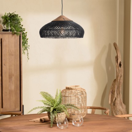 Suspension rotin noir SIXTINE 40x40cm