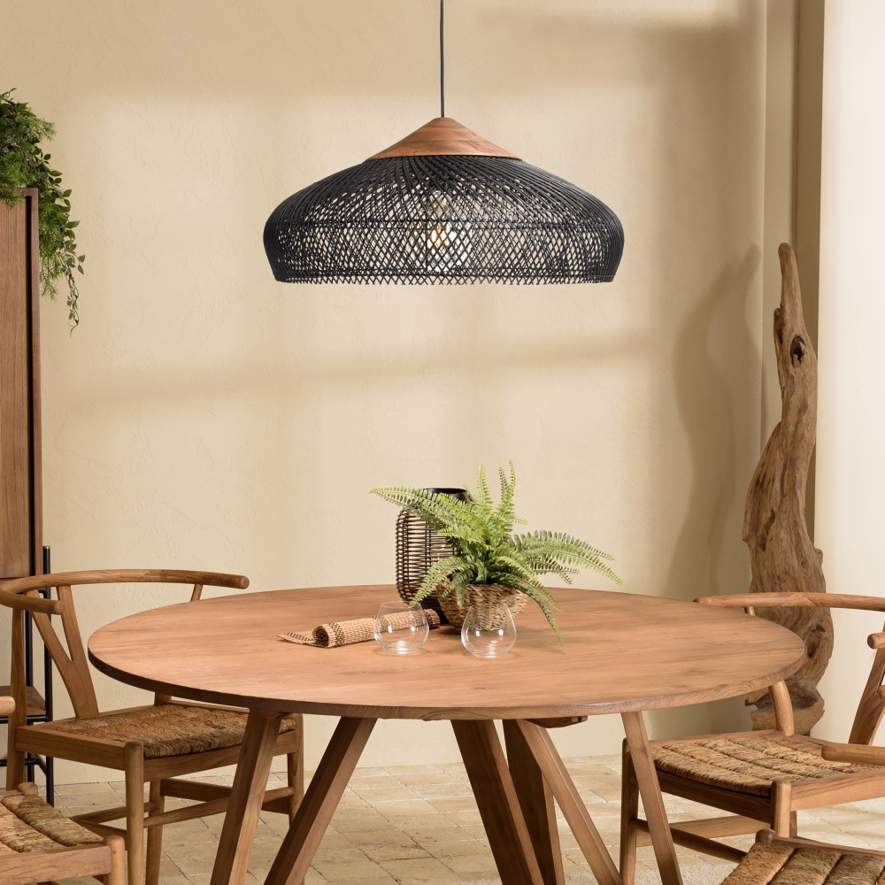 Suspension SIXTINE en rotin noir 65x65cm Suspension SIXTINE en rotin noir 65x65cm