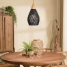 SIXTINE 'Drop' Pendant Light 25x25cm - Black Rattan & Teak