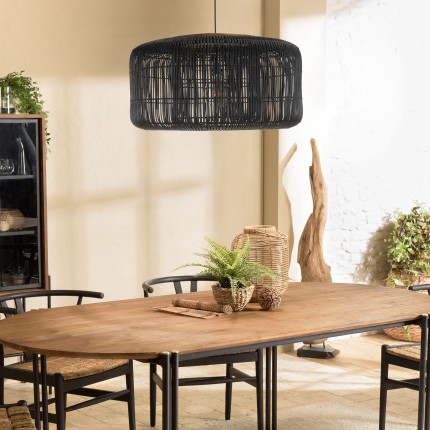 Suspension SIXTINE en rotin noir et teck 76x76cm