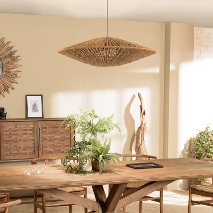 SIXTINE 'Cymbal' Pendant Light - 100x100cm Coconut Fiber/Recycled Teak