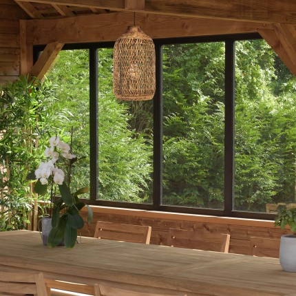 SIXTINE Pendant Light 30x30cm - Natural Abaca & Recycled Teak