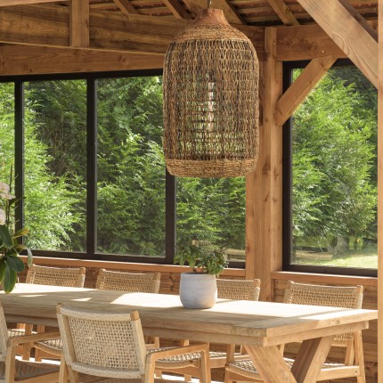 Suspension SIXTINE en abaca naturel et teck recyclé