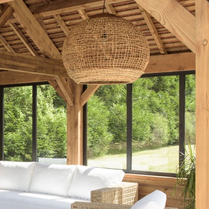SIXTINE 'Ball' Pendant Light 83x83cm - Natural Abaca & Teak