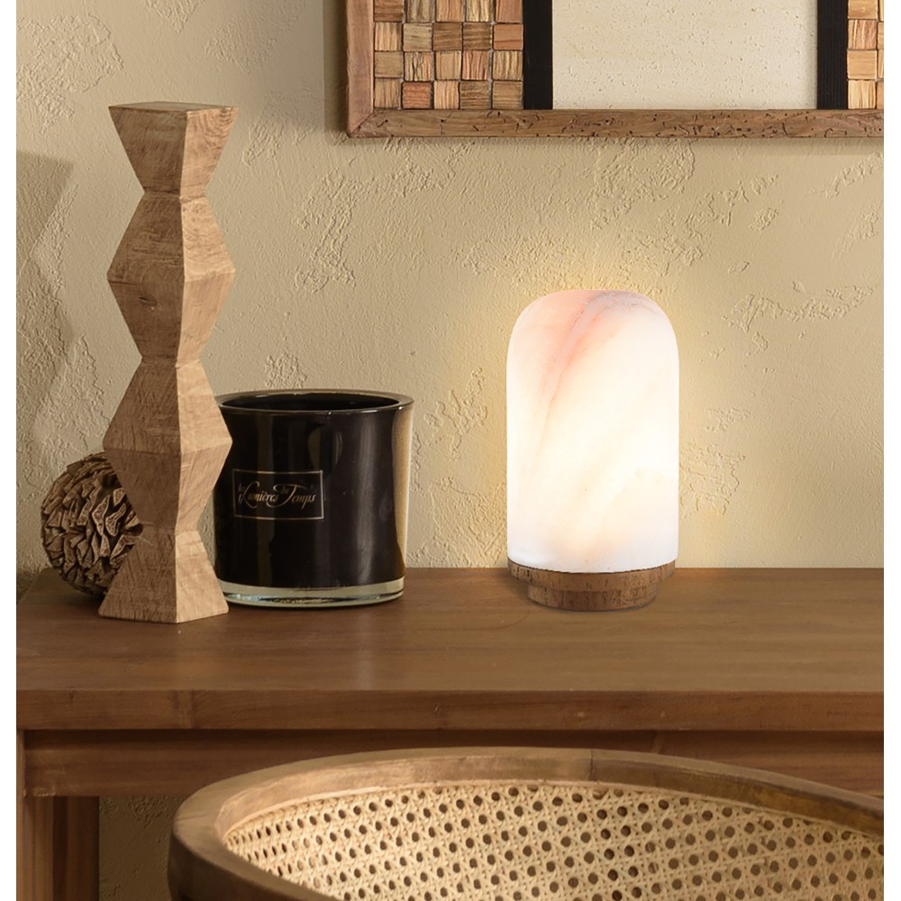 SIXTINE Table Lamp - Natural Onyx Stone and Teak - 10x10cm SIXTINE Table Lamp - Natural Onyx Stone and Teak - 10x10cm