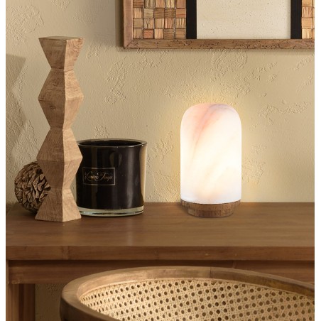 Lampe de table SIXTINE en onyx et teck