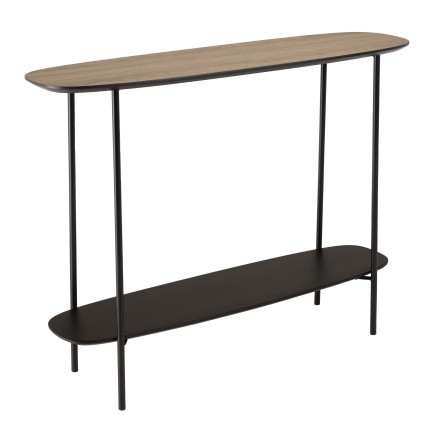Console JULIA 100x30cm bi-matière mocha/noir