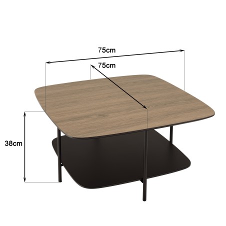JULIA Coffee Table with 2 Shelves - MM Mocha/Black