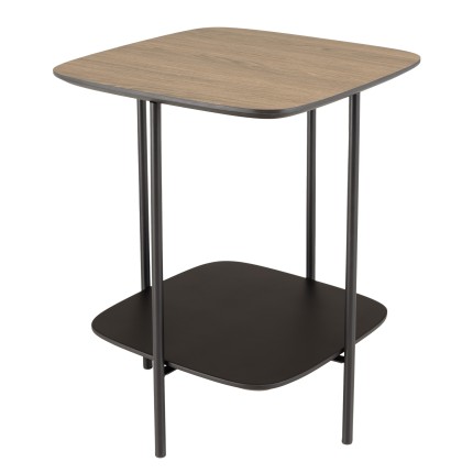 JULIA Side Table - Dual-Material Mocha/Black with Metal Legs