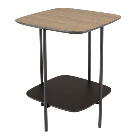 JULIA Side Table - Dual-Material Mocha/Black with Metal Legs
