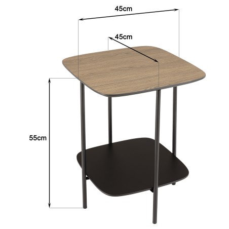 JULIA Side Table - Dual-Material Mocha/Black with Metal Legs