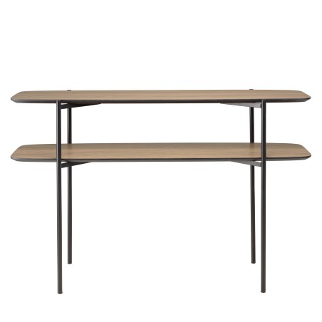 Console double plateau JULIA 120x33cm mocha pieds métal noir