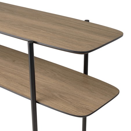 Console double plateau JULIA 120x33cm mocha pieds métal noir