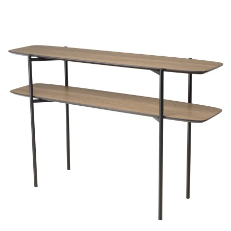 Console double plateau JULIA 120x33cm mocha pieds métal noir