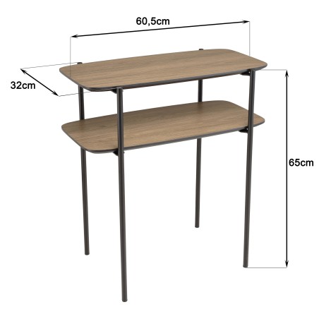 JULIA Side Table with Double Tray in Mocha Color