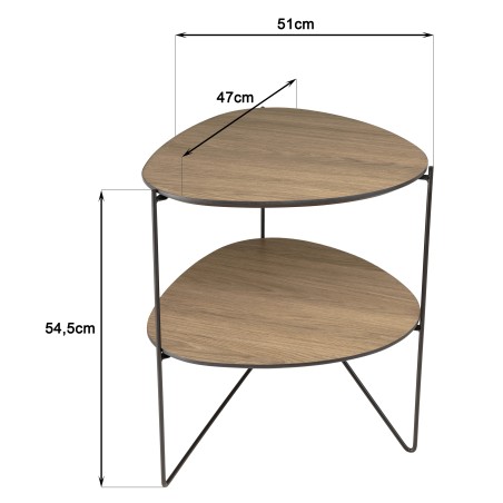 JULIA Side Table with 2 Oval Trays - Mocha Color