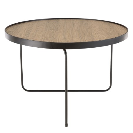 JULIA Round Coffee Table 60x60cm Mocha Asymmetrical Black Metal Legs