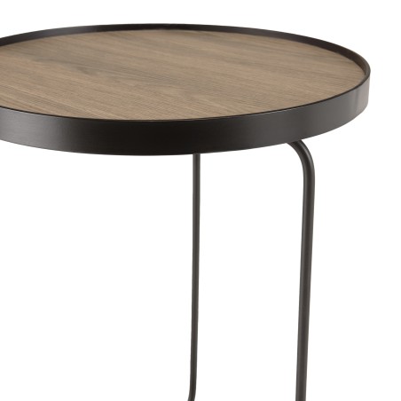JULIA Round Side Table 40x40cm Mocha Asymmetrical Metal Legs