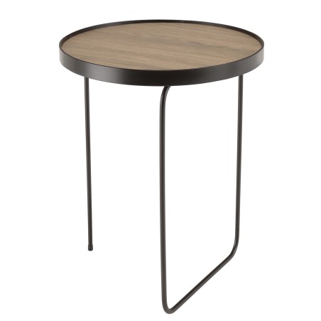 JULIA Round Side Table 40x40cm Mocha Asymmetrical Metal Legs