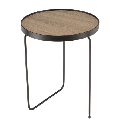 JULIA Round Side Table 40x40cm Mocha Asymmetrical Metal Legs