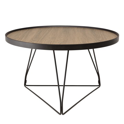 Table basse ronde JULIA 70x70cm mocha pieds épingles métal noir