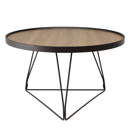 JULIA Round Coffee Table 70x70cm Mocha Black Metal Pin Legs