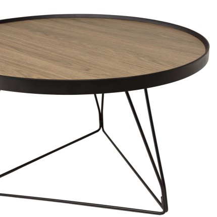 Table basse ronde JULIA 70x70cm mocha pieds épingles métal noir