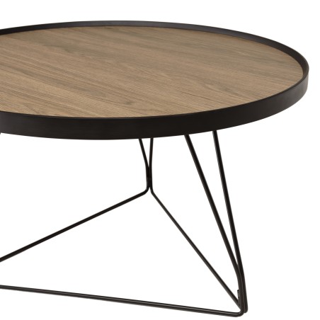 JULIA Round Coffee Table 70x70cm Mocha Black Metal Pin Legs