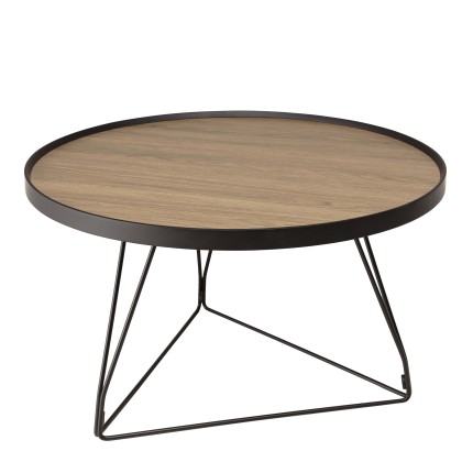 Table basse ronde JULIA 70x70cm mocha pieds épingles métal noir