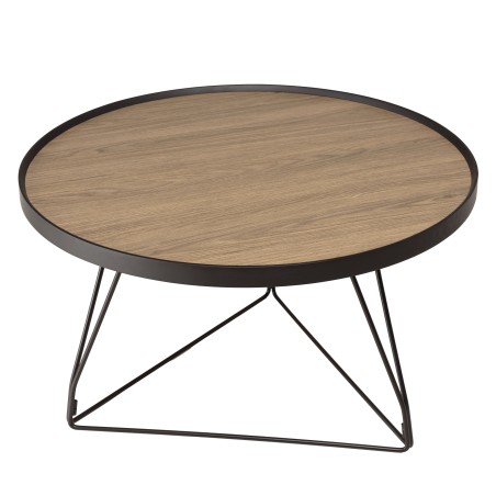 JULIA Round Coffee Table 70x70cm Mocha Black Metal Pin Legs