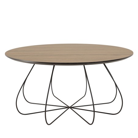 Table basse JULIA biseautée 80x80cm mocha pieds panier métal