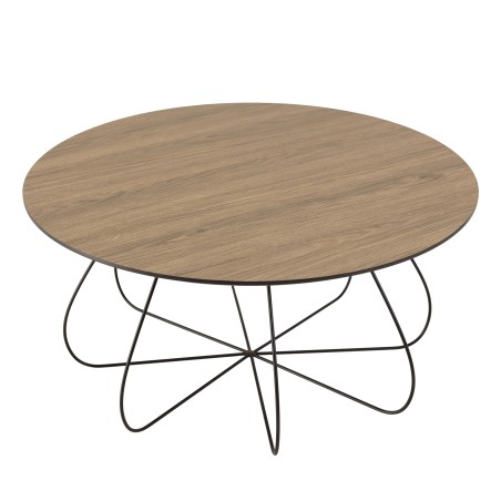JULIA Beveled Coffee Table 80x80cm Mocha Metal Basket-Shaped Legs