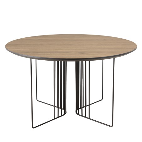 JULIA Beveled Coffee Table 70x70cm Mocha Black Metal Graphic Legs