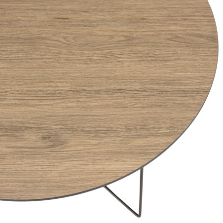 Table basse JULIA biseautée 70x70cm mocha pieds métal noir