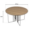 JULIA Beveled Coffee Table 70x70cm Mocha Black Metal Graphic Legs