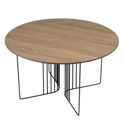 Table basse JULIA biseautée 70x70cm mocha pieds métal noir