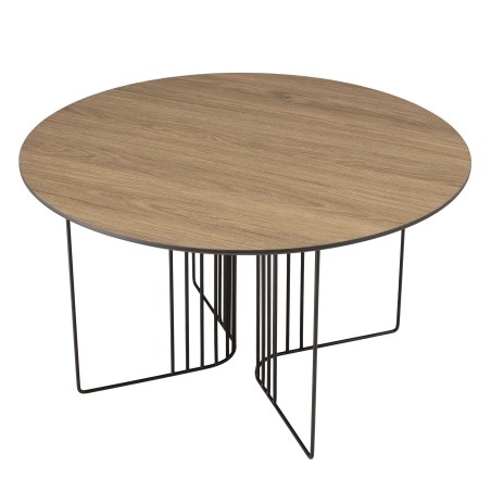 Table basse JULIA biseautée 70x70cm mocha pieds métal noir
