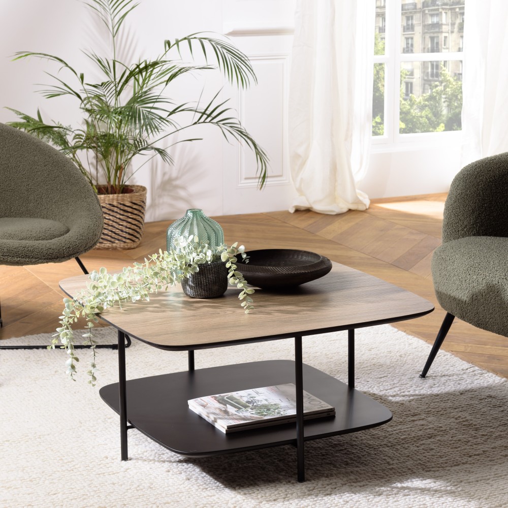 JULIA Coffee Table with 2 Shelves - MM Mocha/Black JULIA Coffee Table with 2 Shelves - MM Mocha/Black