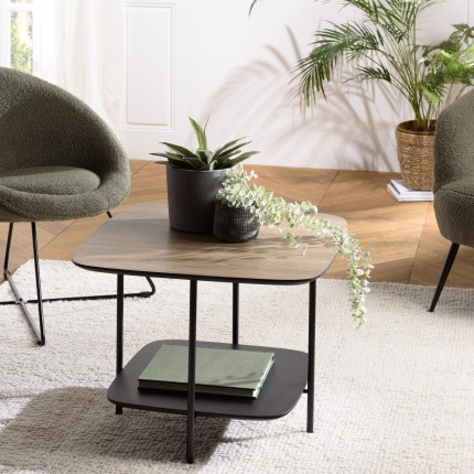 Table basse JULIA bi-matière mocha/noir