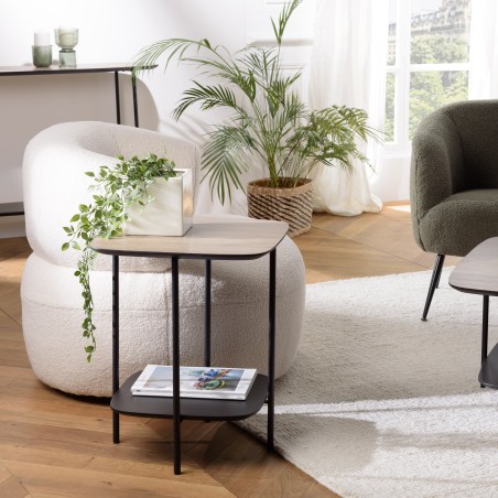 Table d'appoint JULIA bi-matière mocha/noir