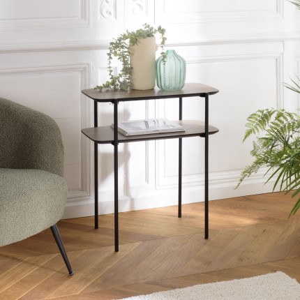 JULIA Side Table with Double Tray in Mocha Color